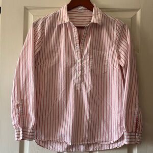 Gap pullover top with buttons and pink & white stripes